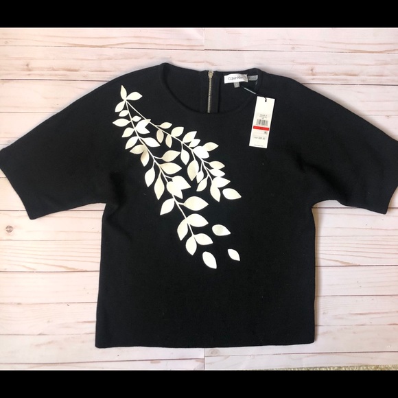 Calvin Klein Graphic Short-Sleeve Sweater NWT - Picture 2 of 5